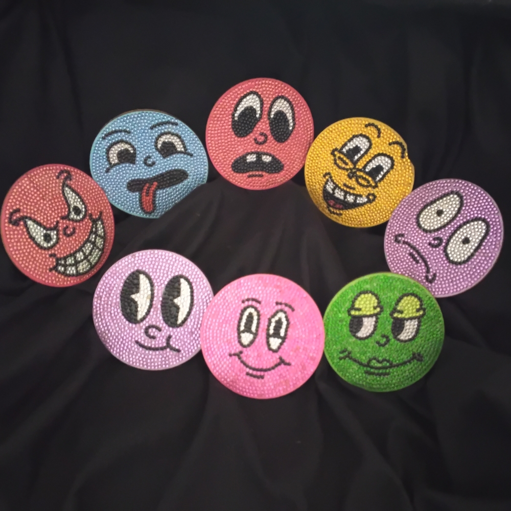 Purple Rhinestone Emoji Coaster